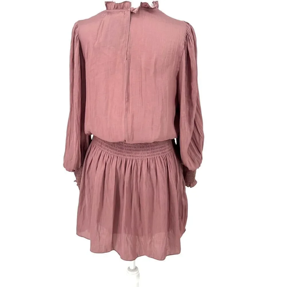 Mustard Seed Mauve Smocked Waist Ruffle Cuff Dress | Size Small - Picture 2 of 9